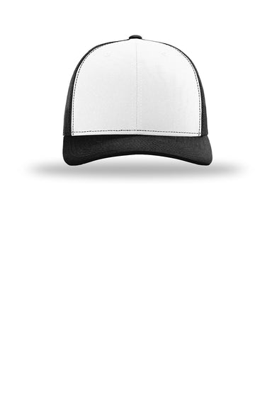 Richardson Hats 112 Mens Snapback Trucker Hat White/Black/Black Flat Front