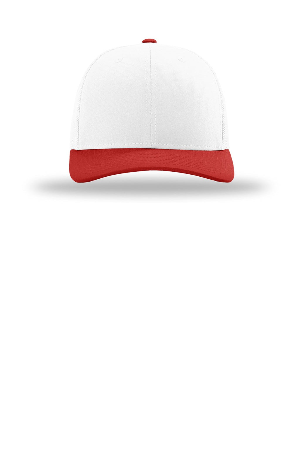 Richardson Hats 112 Mens Snapback Trucker Hat White/White/Red Flat Front