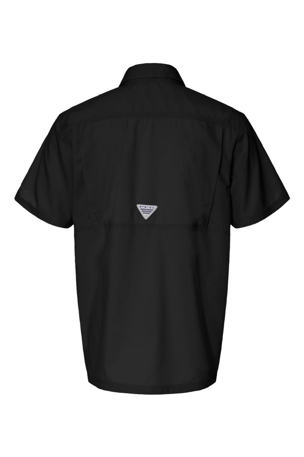 Columbia 212484 Mens PFG Slack Tide Moisture Wicking Short Sleeve Button Down Camp Shirt w/ Pocket Black Flat Back