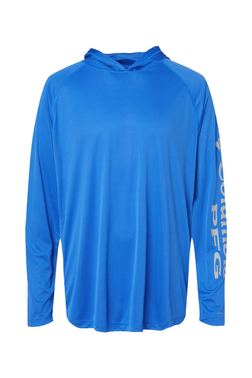 Columbia 212482 Mens PFG Terminal Tackle Long Sleeve Hooded T-Shirt Hoodie Vivid Blue/Cool Grey Flat Front