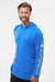 Columbia 212482 Mens PFG Terminal Tackle Long Sleeve Hooded T-Shirt Hoodie Vivid Blue/Cool Grey Model Side