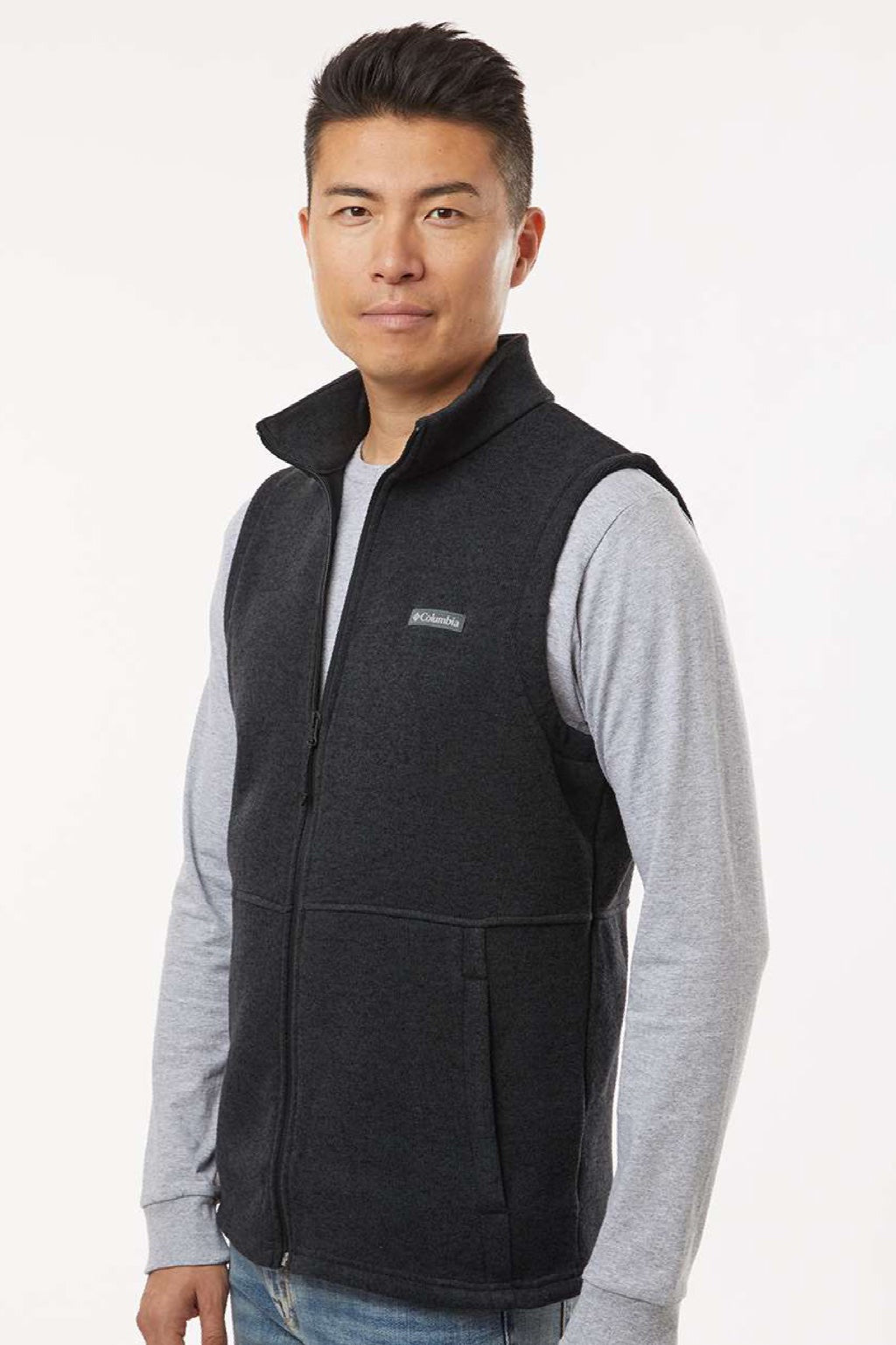 Columbia 209575 Mens Alto Pass Fleece Full Zip Vest Black Model Side