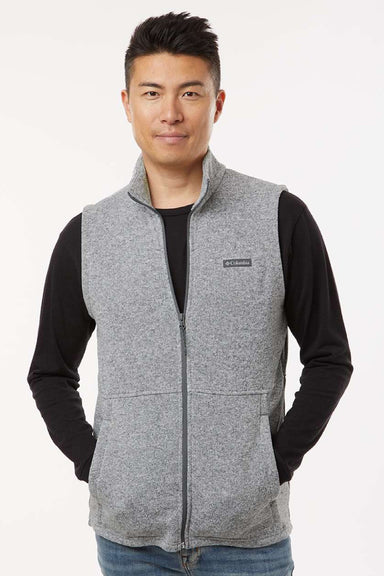 Columbia 209575 Mens Alto Pass Fleece Full Zip Vest Heather City Grey Model Front