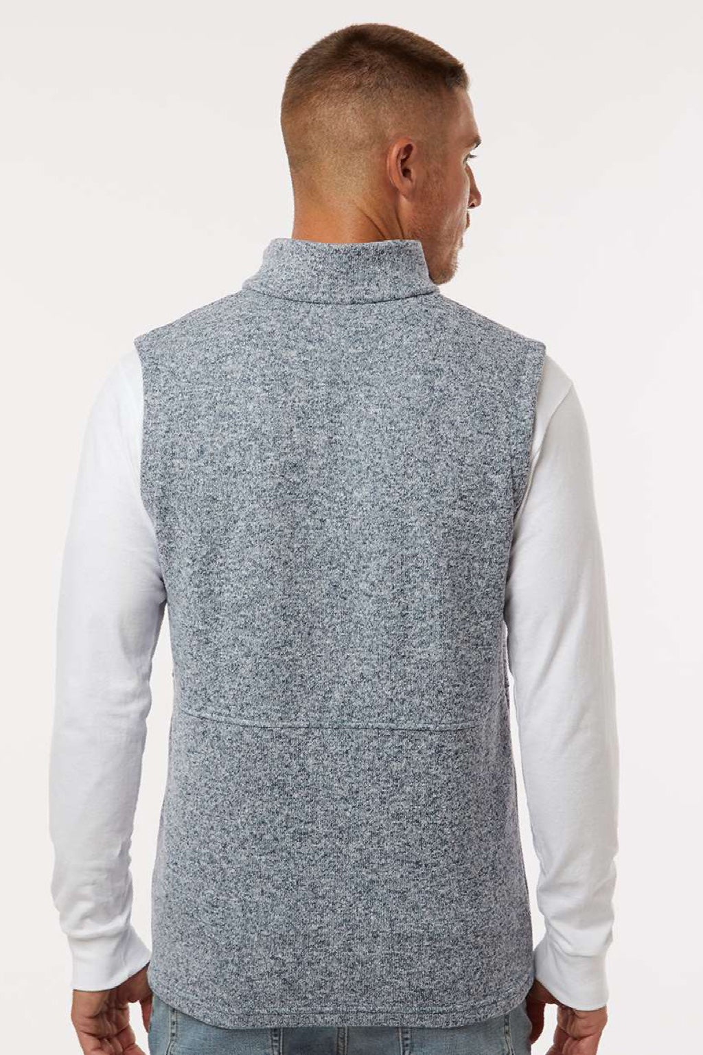 Columbia 209575 Mens Alto Pass Fleece Full Zip Vest Heather Dark Mountain Blue Model Back