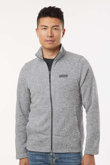 Columbia 209574 Mens Alto Pass Fleece Full Zip Sweatshirt w/ Pockets Heather City Grey Model Front