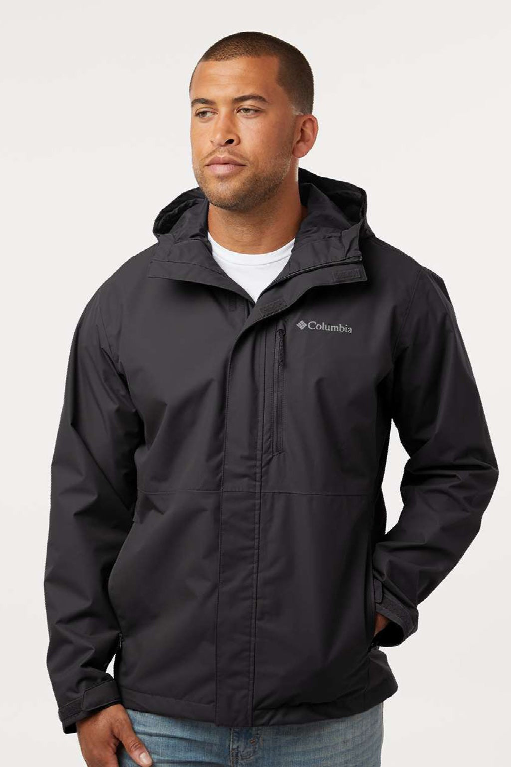 Columbia 208934 Mens Hikebound II Full Zip Hooded Jacket Black Model Front
