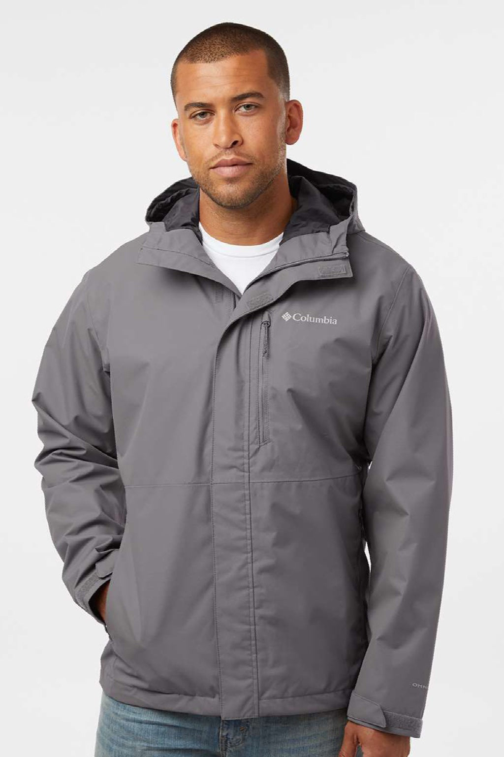 Columbia 208934 Mens Hikebound II Full Zip Hooded Jacket City Grey Model Front