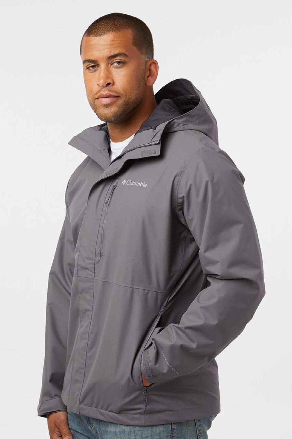 Columbia 208934 Mens Hikebound II Full Zip Hooded Jacket City Grey Model Side