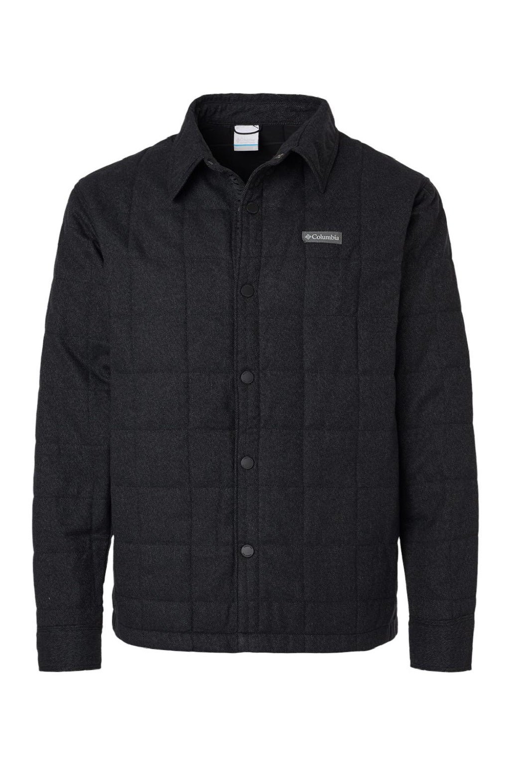 Columbia 205472 Mens Landroamer Quilted Snap Down Shirt Jacket Black Flat Front