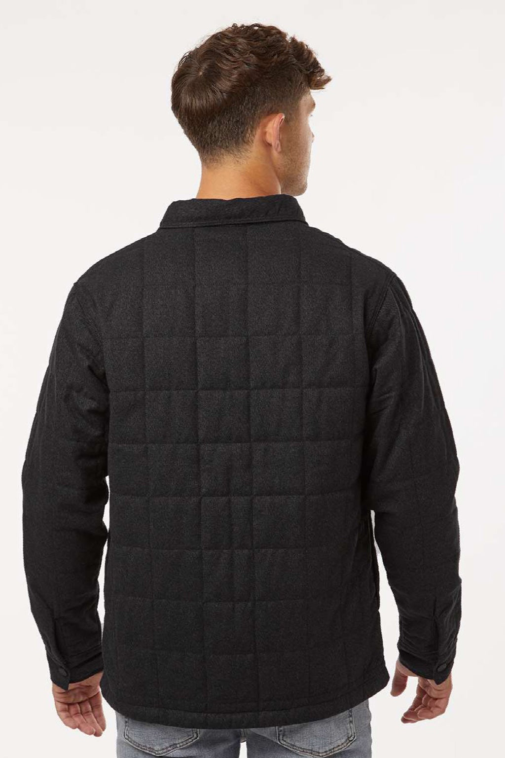 Columbia 205472 Mens Landroamer Quilted Snap Down Shirt Jacket Black Model Back