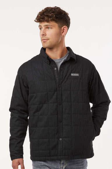 Columbia 205472 Mens Landroamer Quilted Snap Down Shirt Jacket Black Model Front