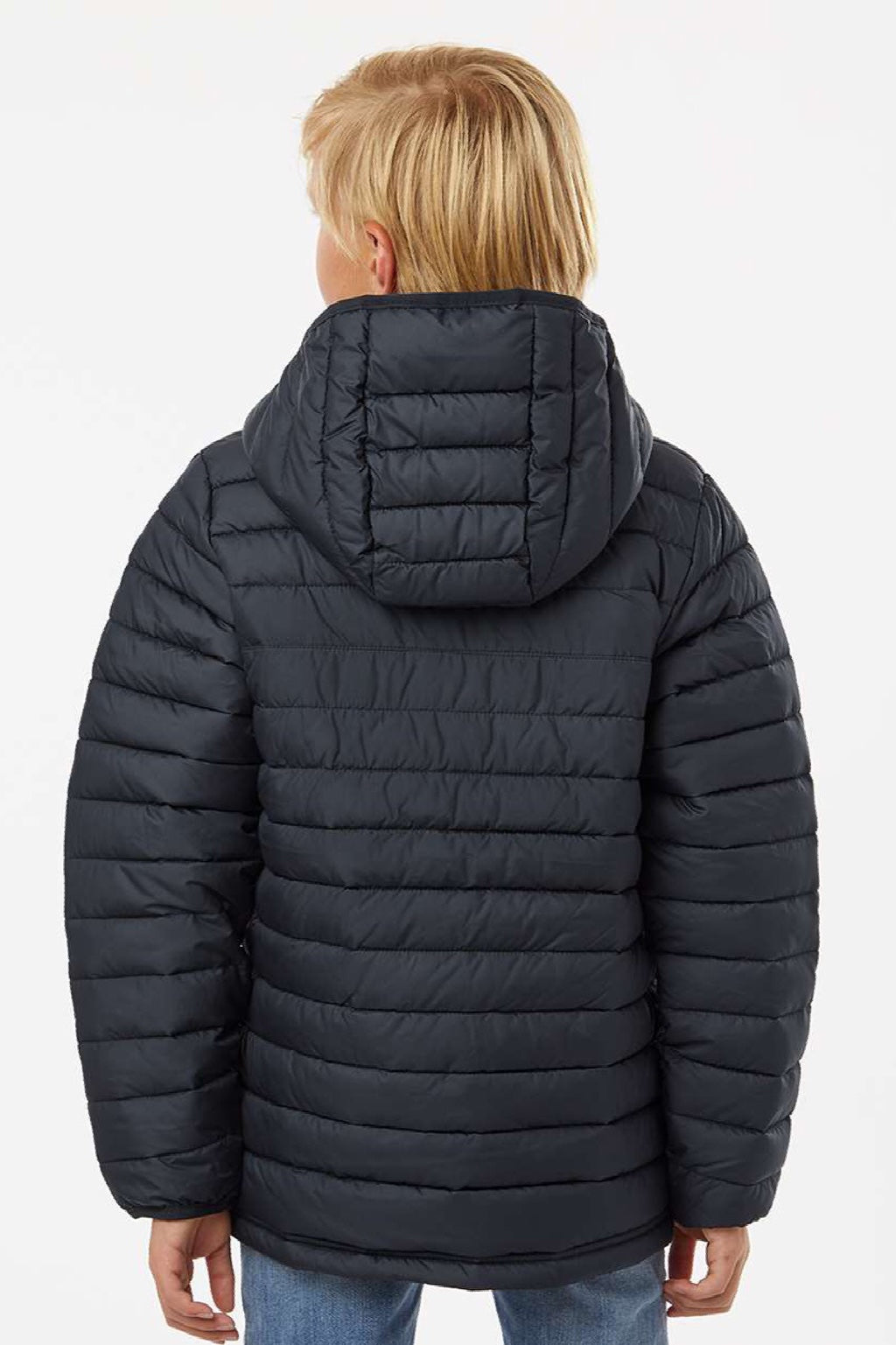 Columbia 209002 Youth Powder Lite II Full Zip Hooded Jacket Black Model Back