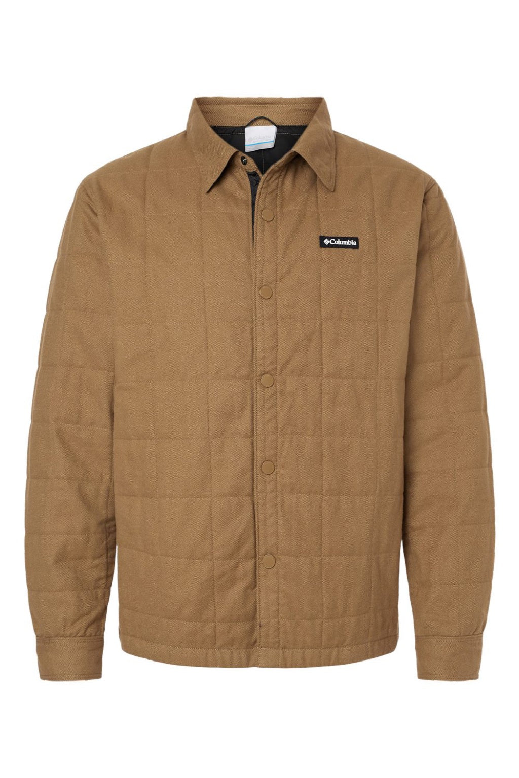 Columbia 205472 Mens Landroamer Quilted Snap Down Shirt Jacket Delta Brown Flat Front