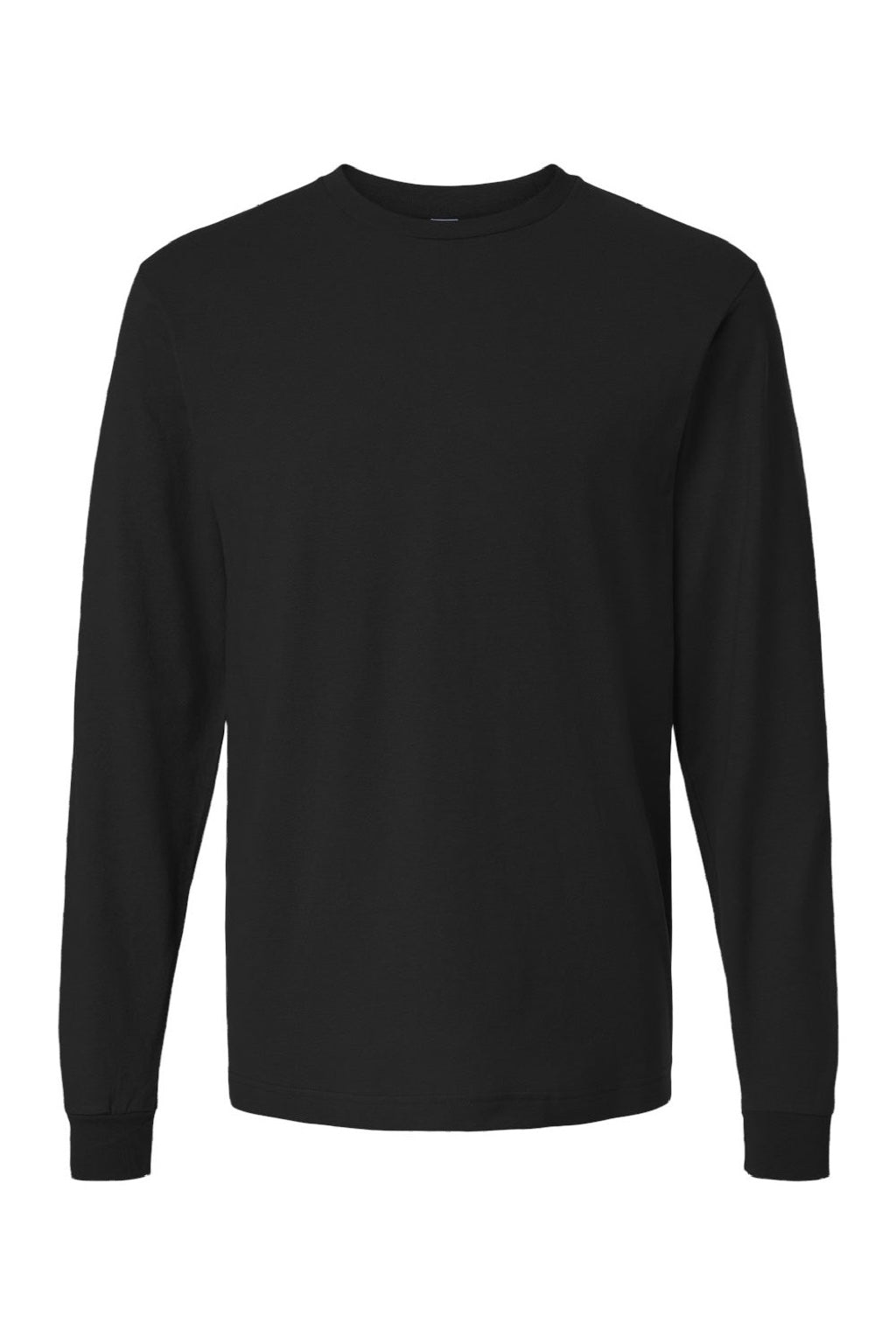 Tultex 202LS Mens Fine Jersey Long Sleeve Crewneck T-Shirt Black Flat Front