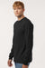 Tultex 202LS Mens Fine Jersey Long Sleeve Crewneck T-Shirt Black Model Side