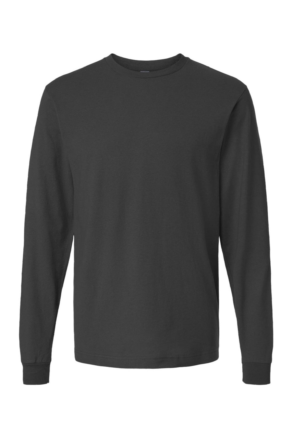 Tultex 202LS Mens Fine Jersey Long Sleeve Crewneck T-Shirt Charcoal Grey Flat Front