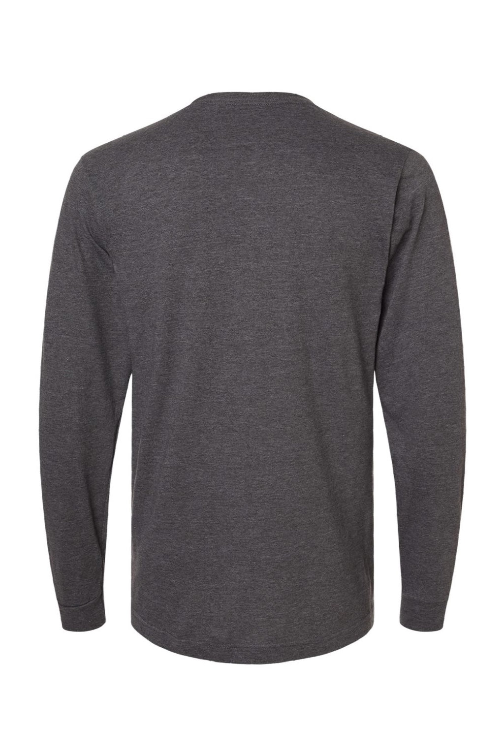 Tultex 202LS Mens Fine Jersey Long Sleeve Crewneck T-Shirt Heather Charcoal Grey Flat Back