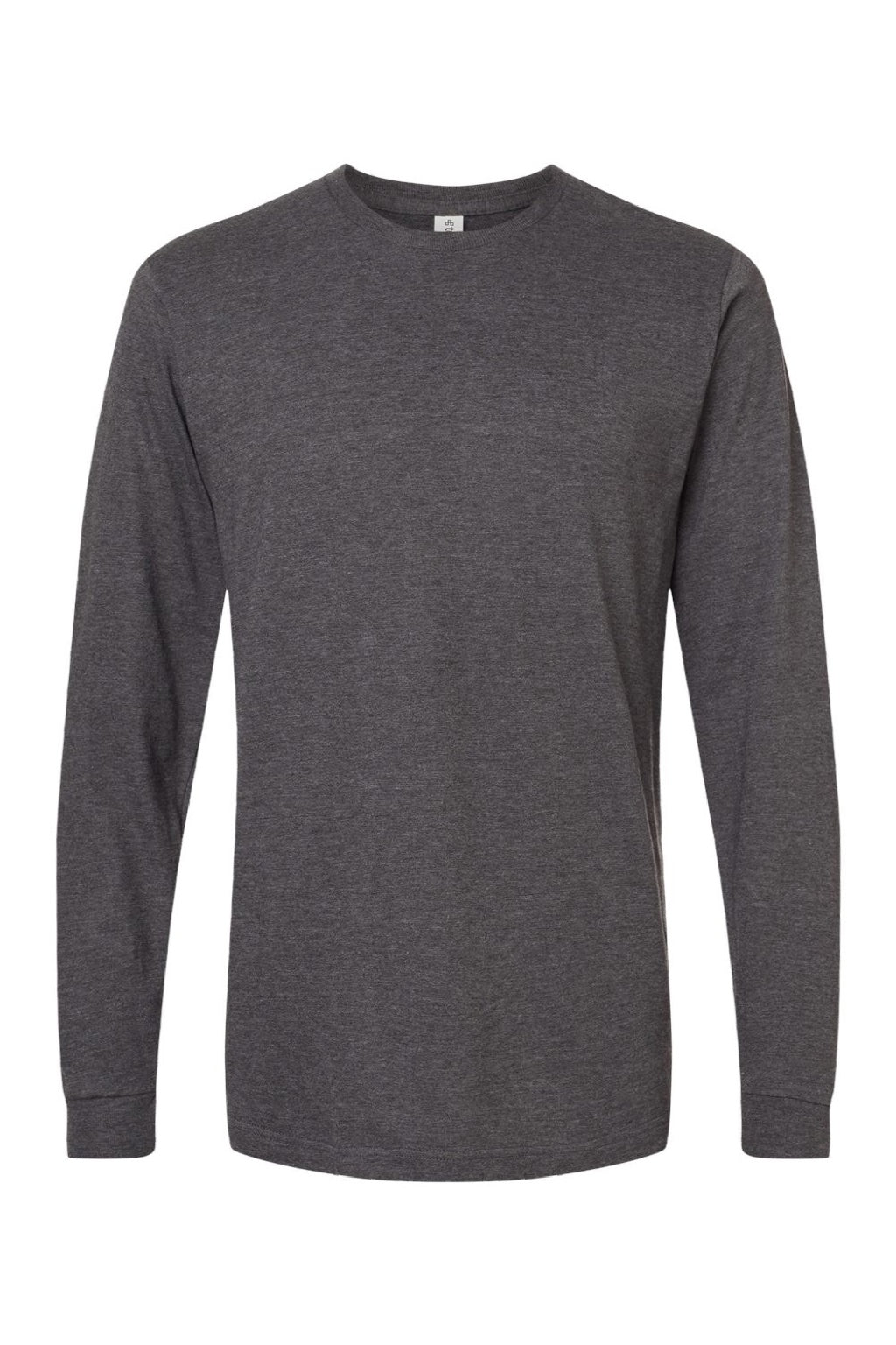Tultex 202LS Mens Fine Jersey Long Sleeve Crewneck T-Shirt Heather Charcoal Grey Flat Front