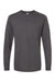 Tultex 202LS Mens Fine Jersey Long Sleeve Crewneck T-Shirt Heather Charcoal Grey Flat Front