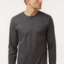 Tultex Mens Fine Jersey Long Sleeve Crewneck T-Shirt - Heather Charcoal Grey - New