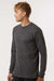 Tultex 202LS Mens Fine Jersey Long Sleeve Crewneck T-Shirt Heather Charcoal Grey Model Side