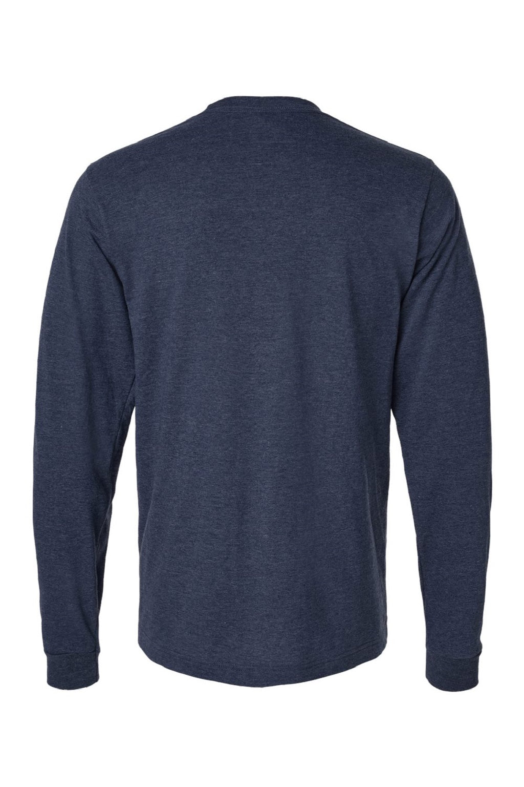 Tultex 202LS Mens Fine Jersey Long Sleeve Crewneck T-Shirt Heather Denim Blue Flat Back