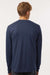 Tultex 202LS Mens Fine Jersey Long Sleeve Crewneck T-Shirt Heather Denim Blue Model Back