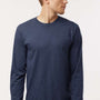 Tultex Mens Fine Jersey Long Sleeve Crewneck T-Shirt - Heather Denim Blue - New