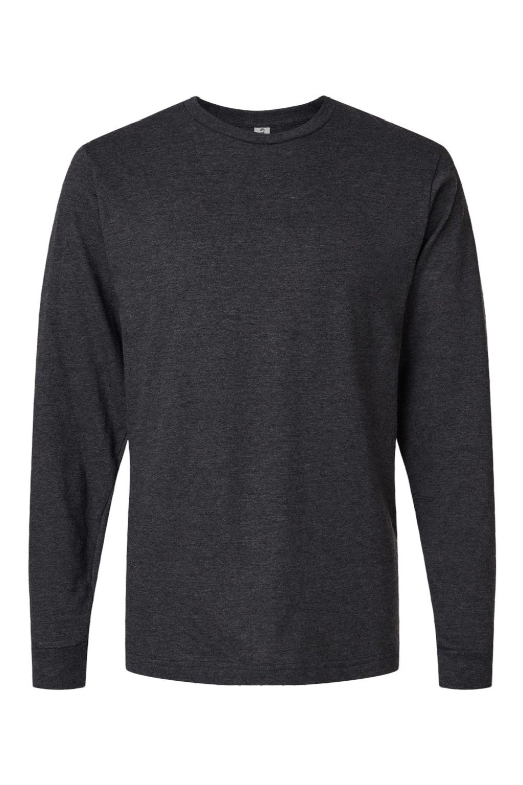 Tultex 202LS Mens Fine Jersey Long Sleeve Crewneck T-Shirt Heather Graphite Grey Flat Front
