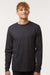 Tultex 202LS Mens Fine Jersey Long Sleeve Crewneck T-Shirt Heather Graphite Grey Model Front