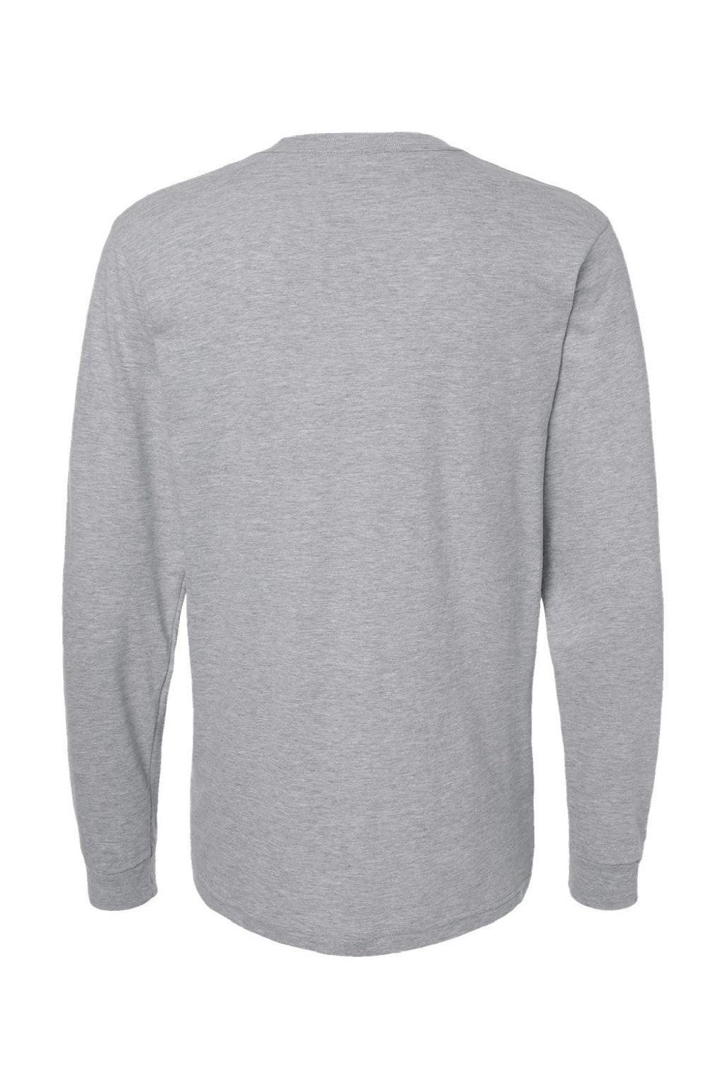 Tultex 202LS Mens Fine Jersey Long Sleeve Crewneck T-Shirt Heather Grey Flat Back
