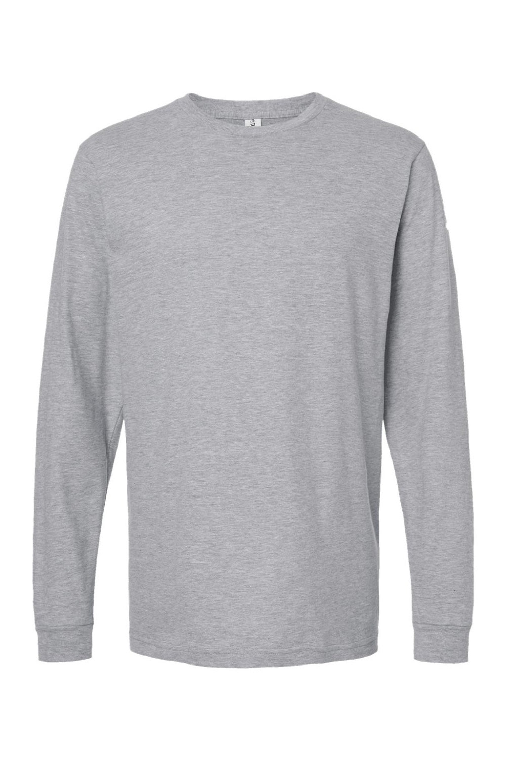 Tultex 202LS Mens Fine Jersey Long Sleeve Crewneck T-Shirt Heather Grey Flat Front