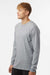 Tultex 202LS Mens Fine Jersey Long Sleeve Crewneck T-Shirt Heather Grey Model Side