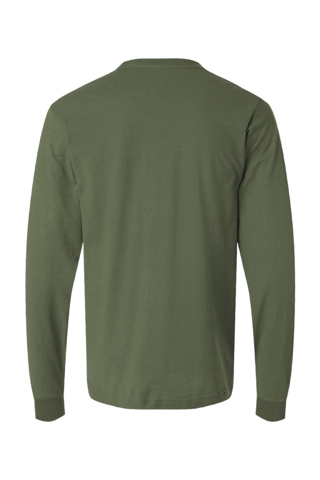Tultex 202LS Mens Fine Jersey Long Sleeve Crewneck T-Shirt Military Green Flat Back