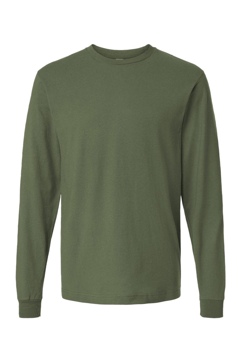 Tultex 202LS Mens Fine Jersey Long Sleeve Crewneck T-Shirt Military Green Flat Front