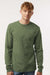 Tultex 202LS Mens Fine Jersey Long Sleeve Crewneck T-Shirt Military Green Model Front