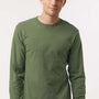 Tultex Mens Fine Jersey Long Sleeve Crewneck T-Shirt - Military Green - New