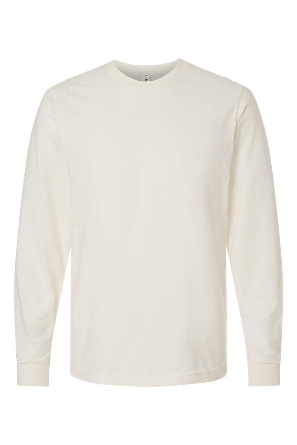 Tultex 202LS Mens Fine Jersey Long Sleeve Crewneck T-Shirt Natural Flat Front