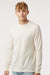 Tultex 202LS Mens Fine Jersey Long Sleeve Crewneck T-Shirt Natural Model Front