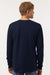 Tultex 202LS Mens Fine Jersey Long Sleeve Crewneck T-Shirt Navy Blue Model Back