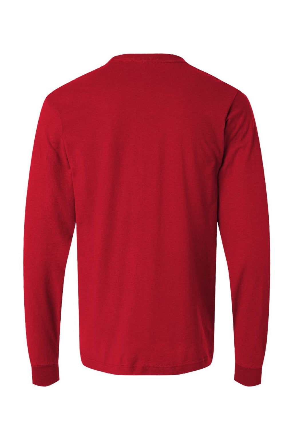 Tultex 202LS Mens Fine Jersey Long Sleeve Crewneck T-Shirt Red Flat Back