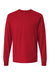 Tultex 202LS Mens Fine Jersey Long Sleeve Crewneck T-Shirt Red Flat Front