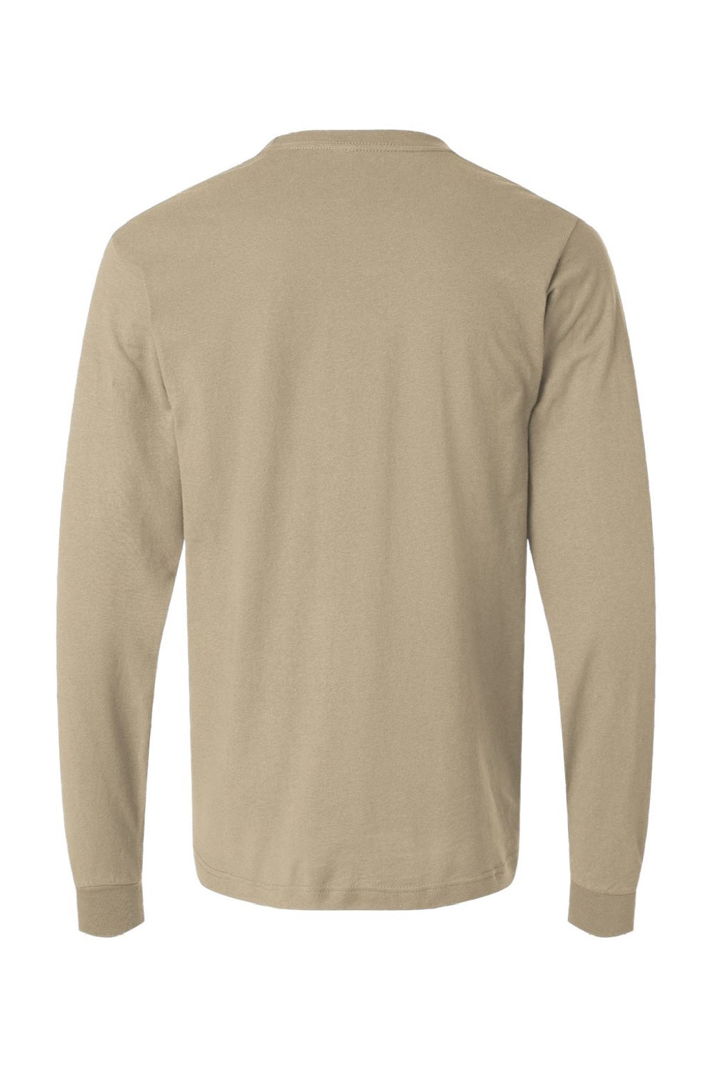 Tultex 202LS Mens Fine Jersey Long Sleeve Crewneck T-Shirt Sand Brown Flat Back