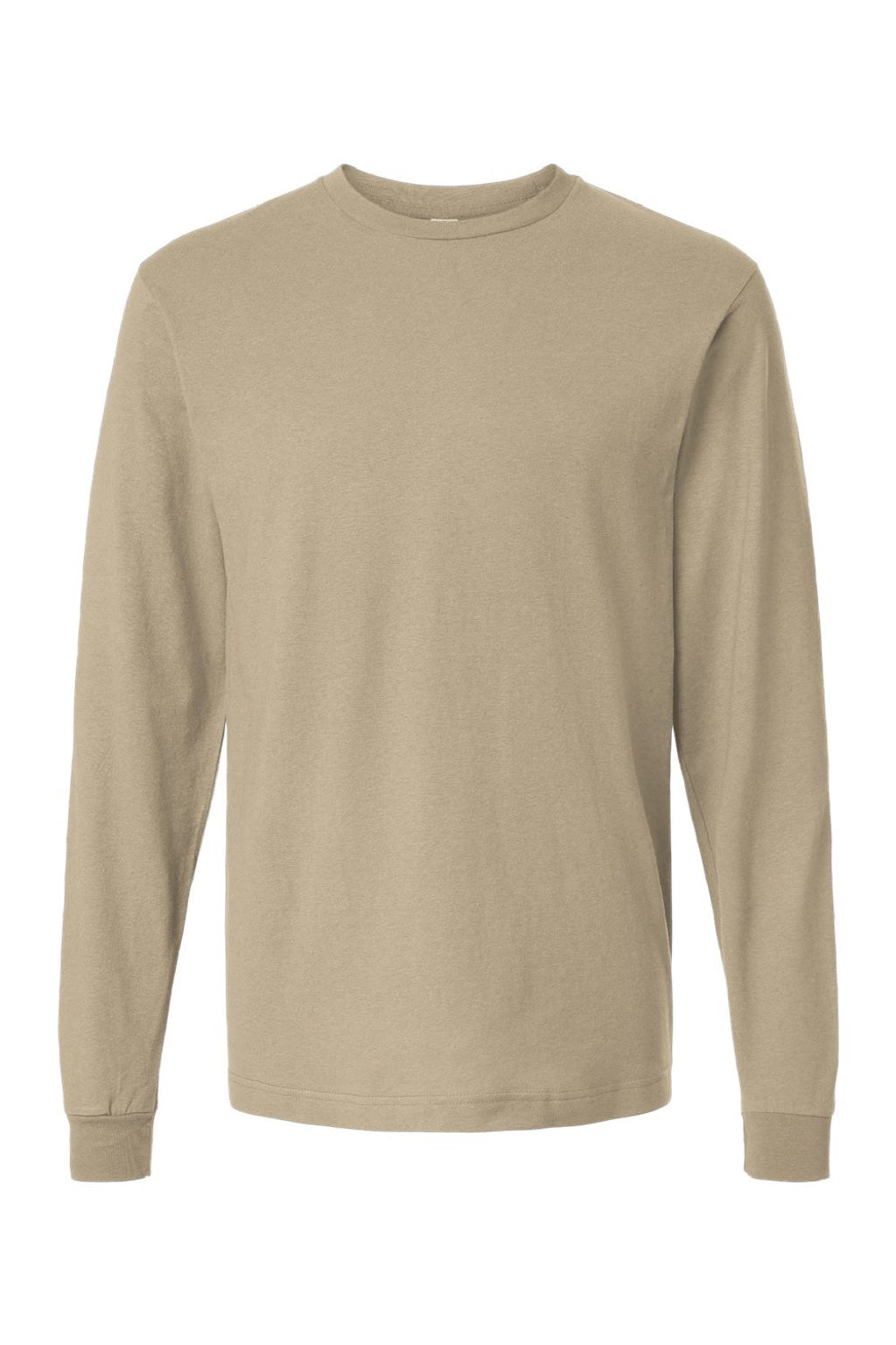 Tultex 202LS Mens Fine Jersey Long Sleeve Crewneck T-Shirt Sand Brown Flat Front