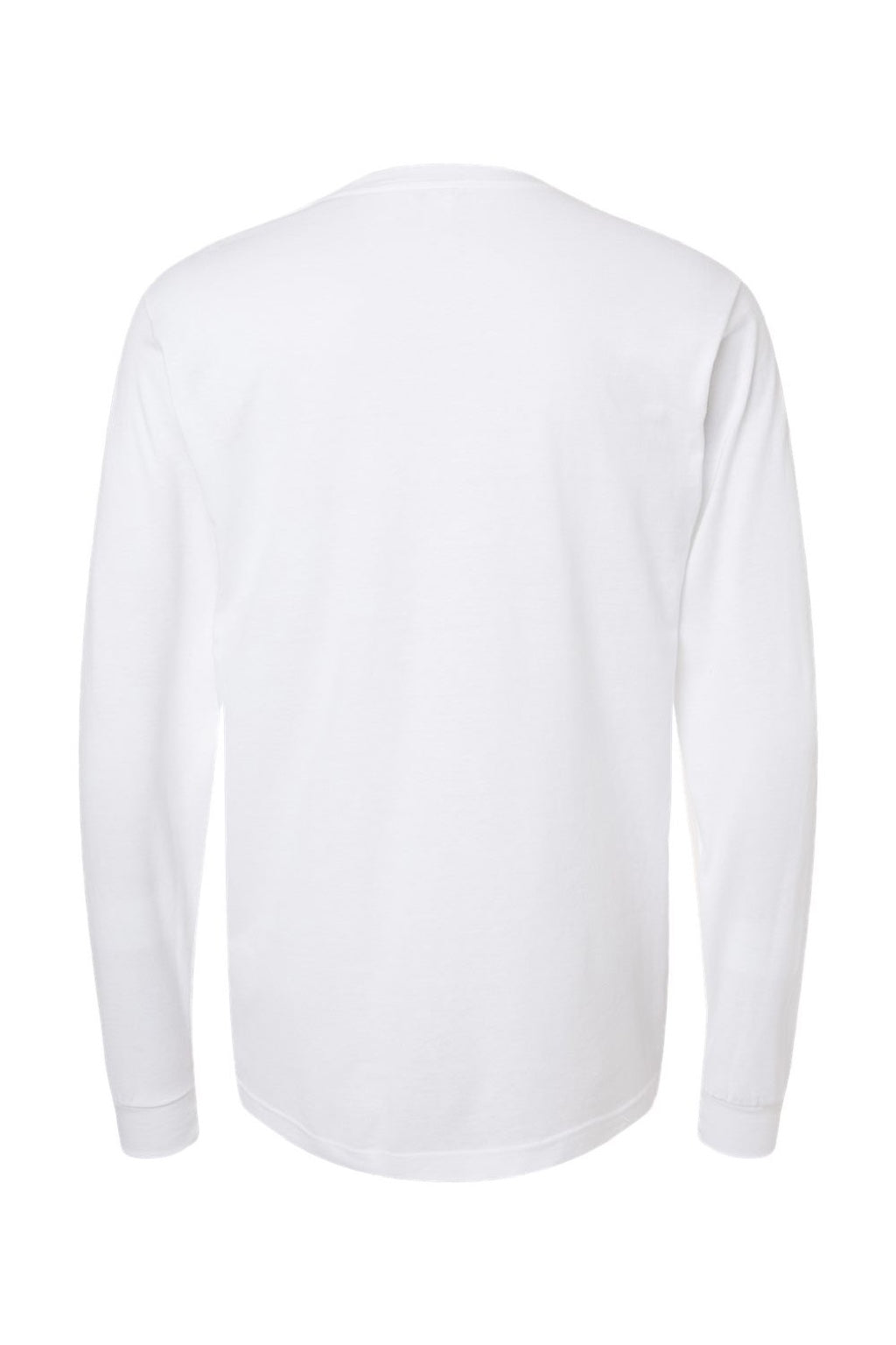 Tultex 202LS Mens Fine Jersey Long Sleeve Crewneck T-Shirt White Flat Back