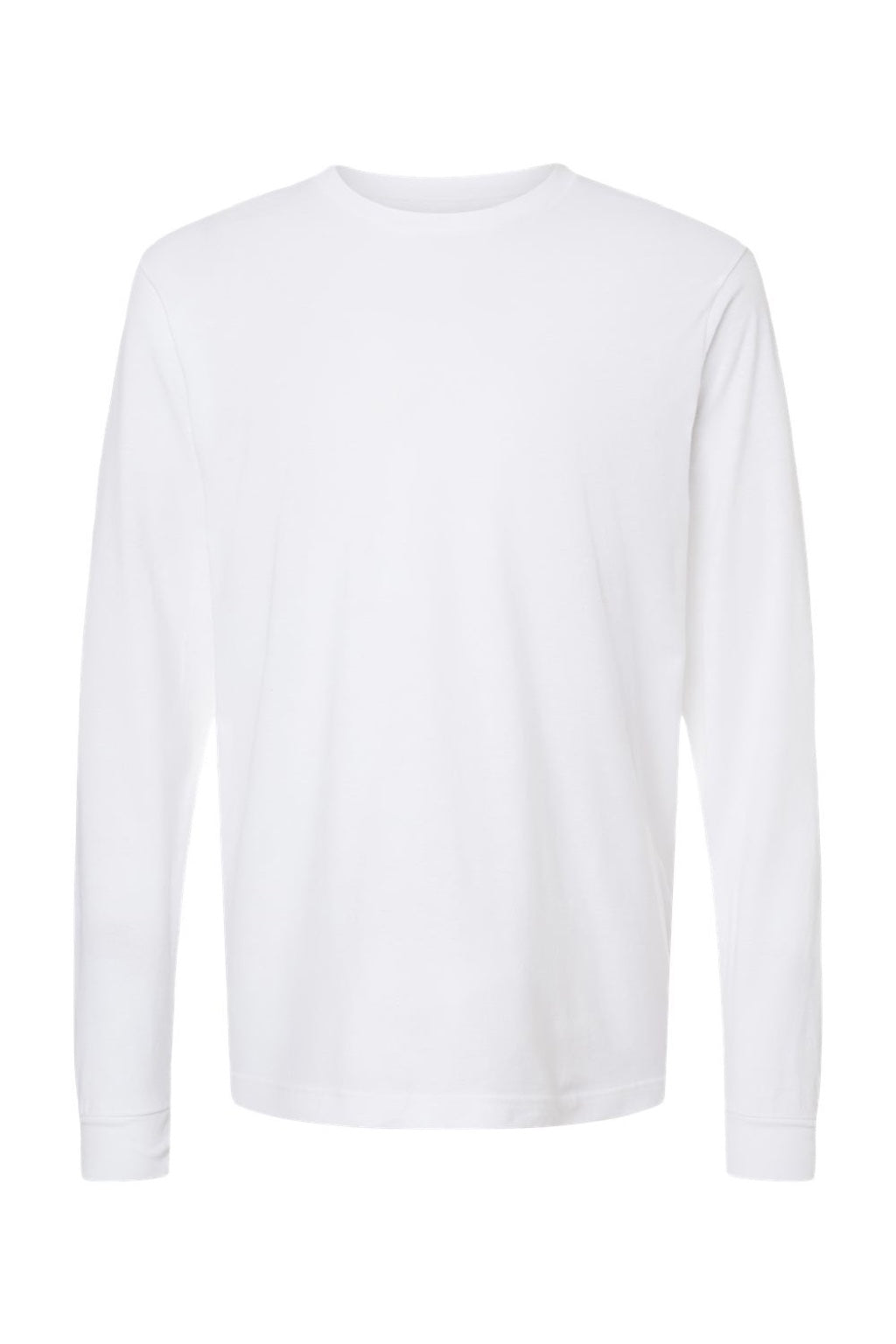 Tultex 202LS Mens Fine Jersey Long Sleeve Crewneck T-Shirt White Flat Front