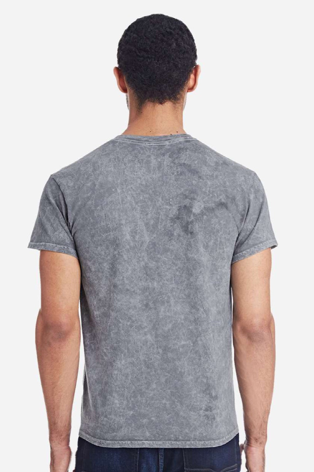 Colortone 1300 Mens Mineral Wash Short Sleeve Crewneck T-Shirt Mineral Grey Model Back