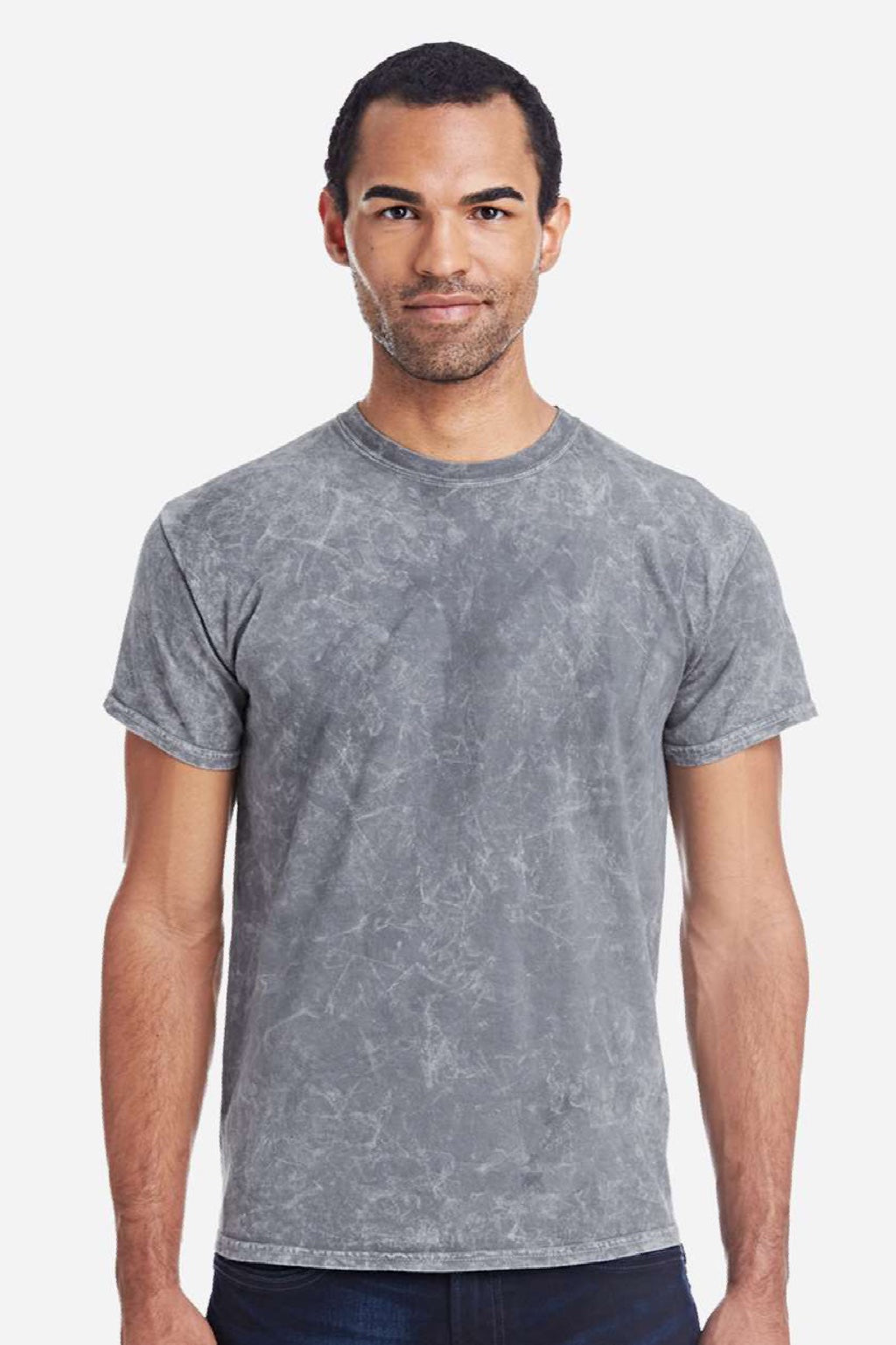 Colortone 1300 Mens Mineral Wash Short Sleeve Crewneck T-Shirt Mineral Grey Model Front