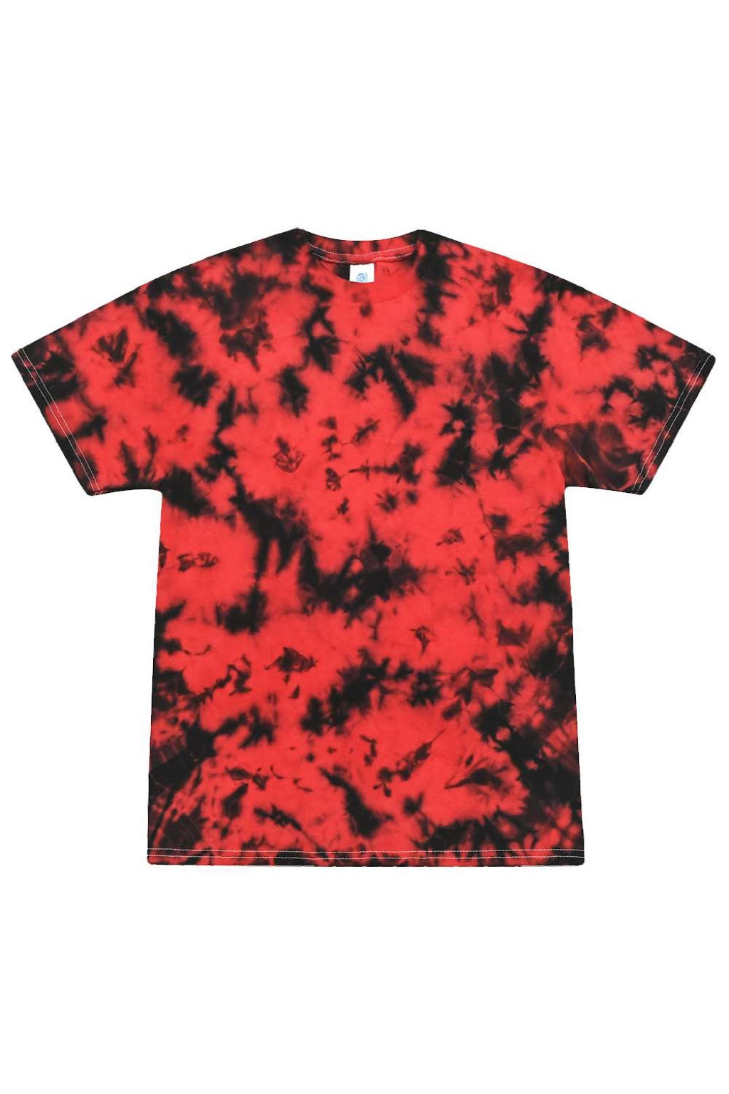 Colortone 1390 Mens Crystal Wash Short Sleeve Crewneck T-Shirt Crystal Red/Black Flat Front