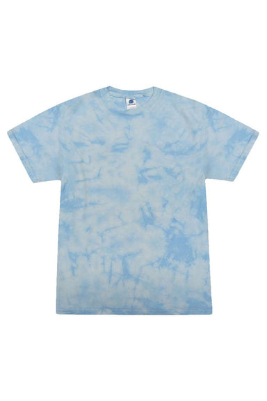 Colortone 1390 Mens Crystal Wash Short Sleeve Crewneck T-Shirt Crystal Carolina Blue Flat Front